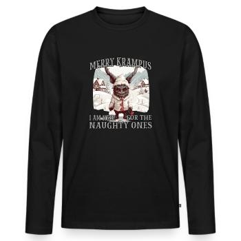 Krampus Maske | Kawaii Kramperl | Weihachtsmann - Männer Premium Bio Langarmshirt - Schwarz - Vorne - Nico (187cm)