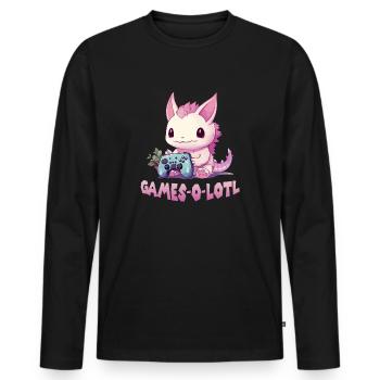 Axolotl Gamer T Kawaii Stuff Axolotl Otaku Axolotl - T-shirt manches longues Premium bio Homme - noir - Devant - Nico (187cm)