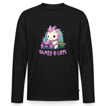 Axolotl T Kawaii Axolotl Gaming amphibians Axolotl - Men's Premium Organic Long Sleeve Shirt - black - Front - Nico (187cm)