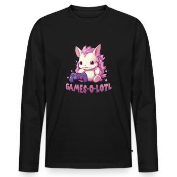 Axolotl Gamer Kawaii Stuff Axolotl Otaku Axolotl - Männer Premium Bio Langarmshirt - Schwarz - Vorne - Nico (187cm)