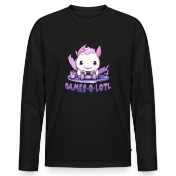 Axolotl tailed amphibian T Zocker Axolotl Kawaii - Men's Premium Organic Long Sleeve Shirt - black - Front - Nico (187cm)