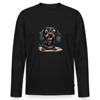 Teckel poil court Propriétaire de chien T - T-shirt manches longues Premium bio Homme - noir - Devant - Nico (187cm)