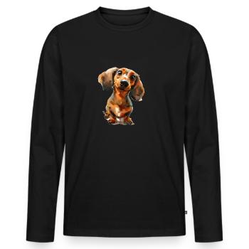 Drôle de teckel T de promenade pour les - T-shirt manches longues Premium bio Homme - noir - Devant - Nico (187cm)