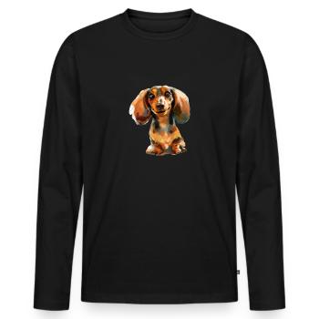 Drôle de teckel T pour les propriétaires de - T-shirt manches longues Premium bio Homme - noir - Devant - Nico (187cm)