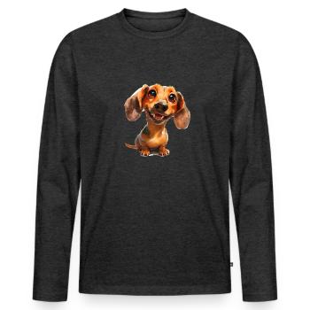 Drôle de teckel T de promenade pour les - T-shirt manches longues Premium bio Homme - anthracite chiné - Devant - Nico (187cm)