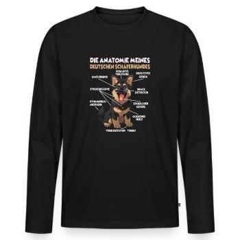 Drôle de chien de berger allemand marchant T pour - T-shirt manches longues Premium bio Homme - noir - Devant - Nico (187cm)