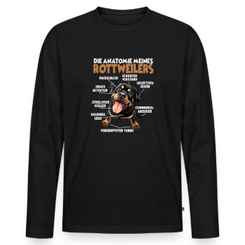 Drôle de Rottweiler T pour les promenades de chiens des propriétaires de chiens - T-shirt manches longues Premium bio Homme - noir - Devant - Nico (187cm)
