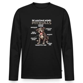 Funny Pitbull T pour les propriétaires de chiens promenades de chiens - T-shirt manches longues Premium bio Homme - noir - Devant - Nico (187cm)