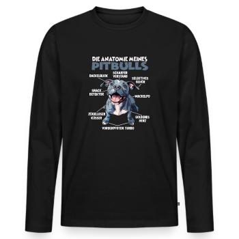 Drôle Américain Staffordshire Chien Propriétaire Pitbull - T-shirt manches longues Premium bio Homme - noir - Devant - Nico (187cm)
