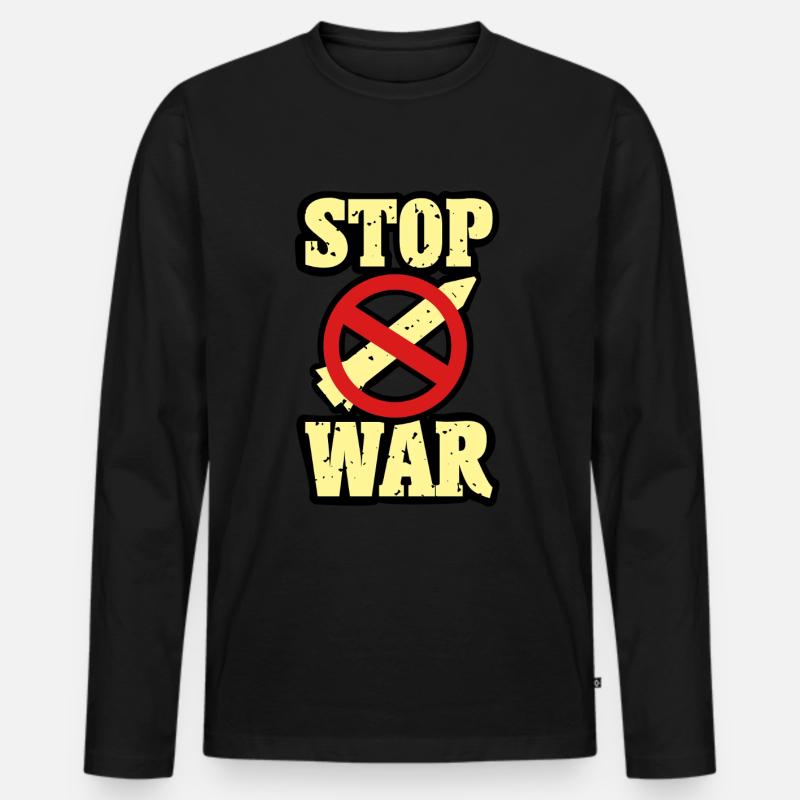 Gegen Krieg - Männer Premium Bio Langarmshirt - Schwarz