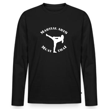 Muay thaï - T-shirt manches longues Premium bio Homme - noir - Devant - Nico (187cm)