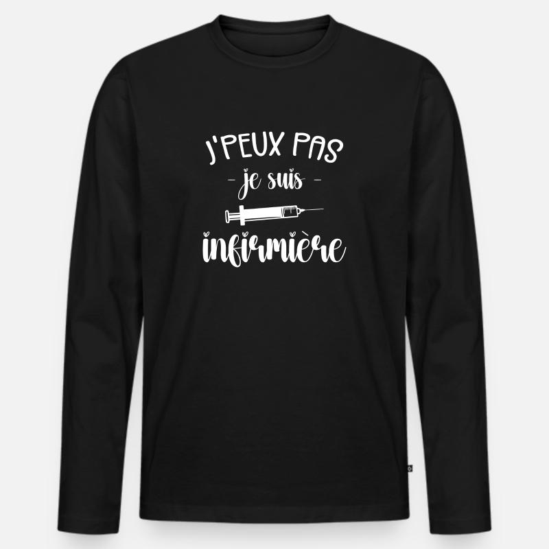 Ich kann nicht, ich bin Krankenschwester - Männer Premium Bio Langarmshirt - Schwarz
