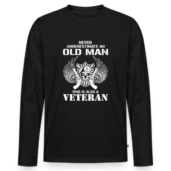 Alte Menschen Opa Veteran - Männer Premium Bio Langarmshirt - Schwarz - Vorne - Nico (187cm)