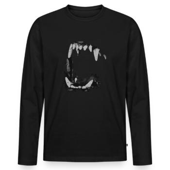 Dents de pitbull Grunge Soft Goth Cadeau Esthétique - T-shirt manches longues Premium bio Homme - noir - Devant - Nico (187cm)