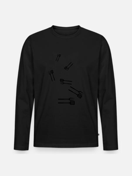 Grill tongs Grill Symbol - Men's Premium Organic Long Sleeve Shirt - black