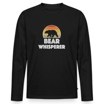 Bear Whisperer | Bear, animal, nature, funny sayings - Men's Premium Organic Long Sleeve Shirt - black - Front - Nico (187cm)