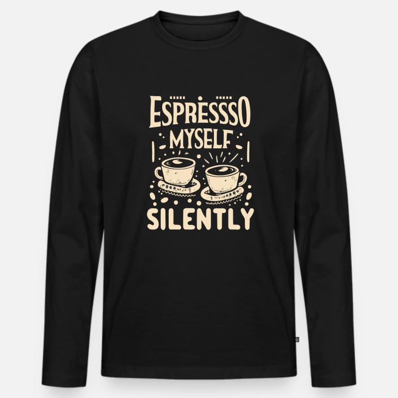 Espresso Myself Silently - Männer Premium Bio Langarmshirt - Schwarz