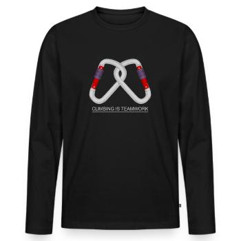 Grimpeurs Escalade ou bloc en montagne - T-shirt manches longues Premium bio Homme - noir - Devant - Nico (187cm)