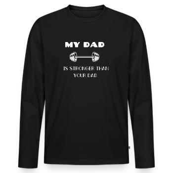 MON PÈRE EST PLUS FORT - T-shirt manches longues Premium bio Homme - noir - Devant - Nico (187cm)