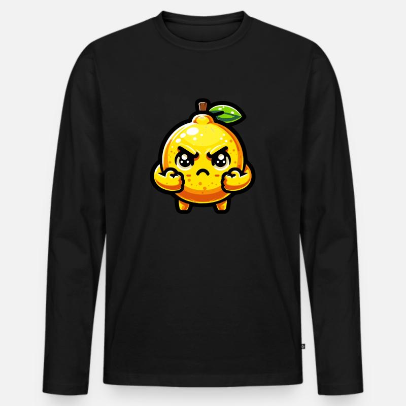 Wütende Zitrone - Männer Premium Bio Langarmshirt - Schwarz