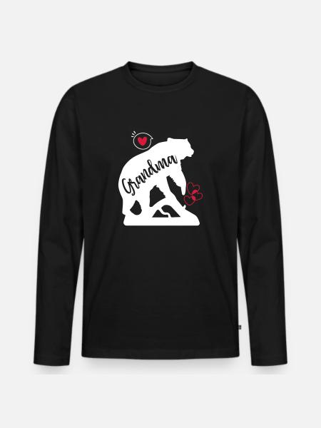 Grandma Bear - Männer Premium Bio Langarmshirt - Schwarz