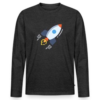 Vaisseau spatial volant. Cadeau - T-shirt manches longues Premium bio Homme - anthracite chiné - Devant - Nico (187cm)