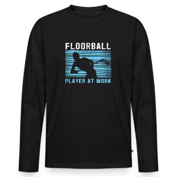 Joueur de floorball au travail Floorball Spieler - T-shirt manches longues Premium bio Homme - noir - Devant - Nico (187cm)
