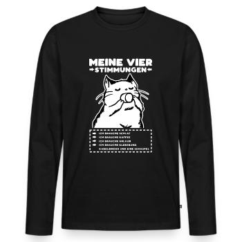 Lustige Katze Stimmung Kaffee Büro Geschenk Fun - Männer Premium Bio Langarmshirt - Schwarz - Vorne - Nico (187cm)