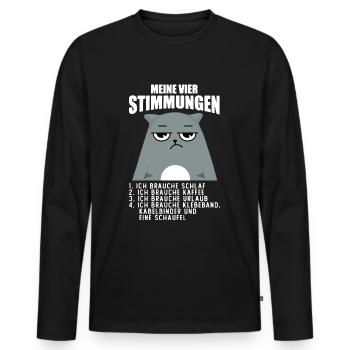 Lustige Katze Stimmung Kaffee Büro Geschenk Fun - Männer Premium Bio Langarmshirt - Schwarz - Vorne - Nico (187cm)