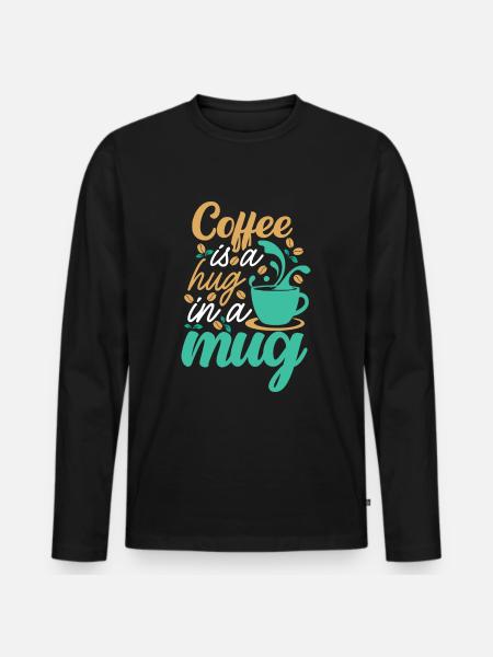 Cup of Hugs - Männer Premium Bio Langarmshirt - Schwarz
