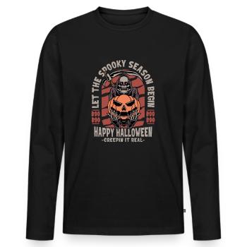 Halloween Grim Reaper with Pumpkin - Men's Premium Organic Long Sleeve Shirt - black - Front - Nico (187cm)
