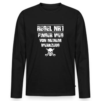 Werkzeug, Schrauber, KFZ Meister, auto - Männer Premium Bio Langarmshirt - Schwarz - Vorne - Nico (187cm)