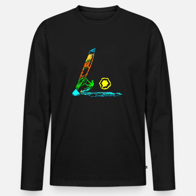 Windsurfen - Männer Premium Bio Langarmshirt - Schwarz