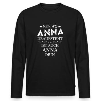 Anna - Männer Premium Bio Langarmshirt - Schwarz - Vorne - Nico (187cm)
