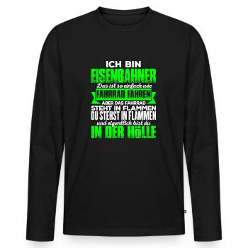 EISENBAHNER - Hölle - Männer Premium Bio Langarmshirt - Schwarz - Vorne - Nico (187cm)