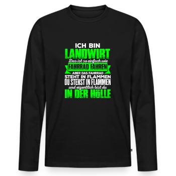 LANDWIRT - Hölle - Männer Premium Bio Langarmshirt - Schwarz - Vorne - Nico (187cm)