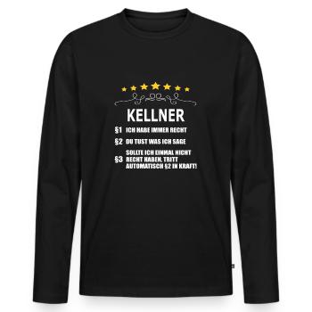 KELLNER - Männer Premium Bio Langarmshirt - Schwarz - Vorne - Nico (187cm)