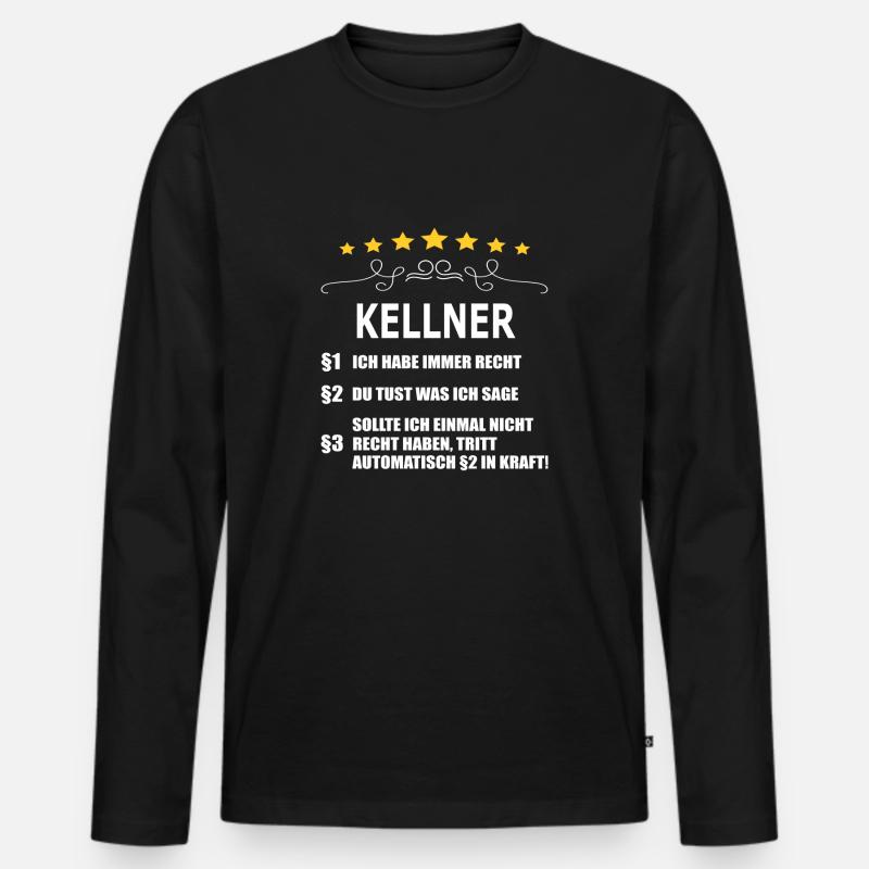 KELLNER - Männer Premium Bio Langarmshirt - Schwarz