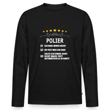 POLIER - Männer Premium Bio Langarmshirt - Schwarz - Vorne - Nico (187cm)