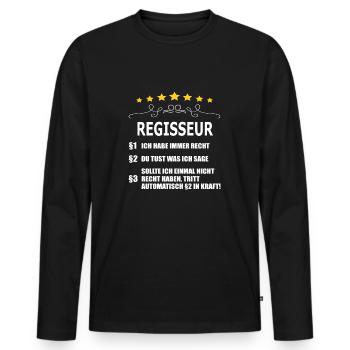 REGISSEUR - Männer Premium Bio Langarmshirt - Schwarz - Vorne - Nico (187cm)