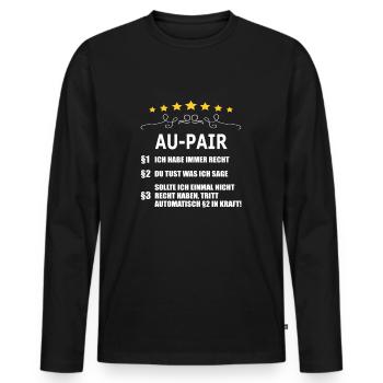 AU-PAIR - Männer Premium Bio Langarmshirt - Schwarz - Vorne - Nico (187cm)