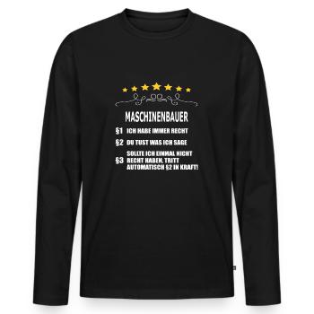 MASCHINENBAUER (2) - Männer Premium Bio Langarmshirt - Schwarz - Vorne - Nico (187cm)