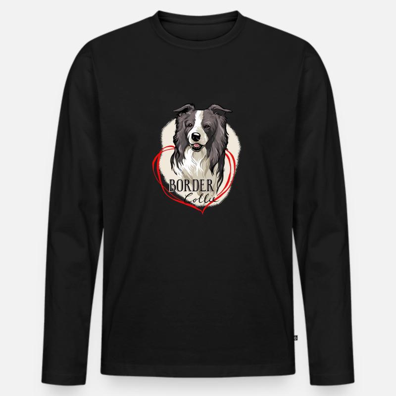 Border Collie - Männer Premium Bio Langarmshirt - Schwarz