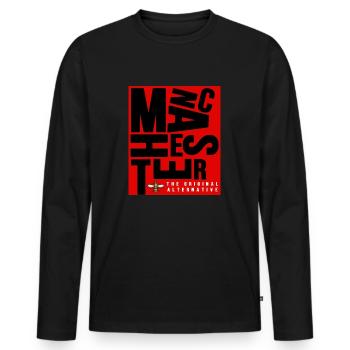 Manchester - T-shirt manches longues Premium bio Homme - noir - Devant - Nico (187cm)