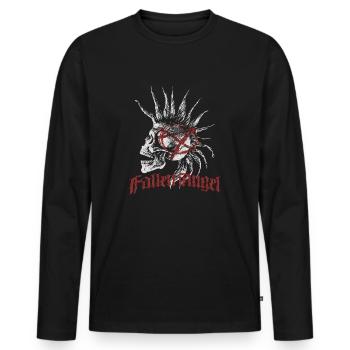Skull Punk Spikes Inschrift Red Punk Anarchie - Männer Premium Bio Langarmshirt - Schwarz - Vorne - Nico (187cm)