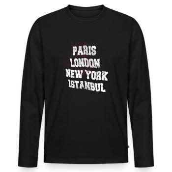 Istanbul City - Men's Premium Organic Long Sleeve Shirt - black - Front - Nico (187cm)