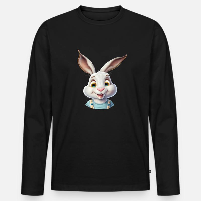 Glücklicher Hase - Männer Premium Bio Langarmshirt - Schwarz