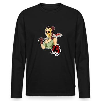Lady 13 - T-shirt manches longues Premium bio Homme - noir - Devant - Nico (187cm)