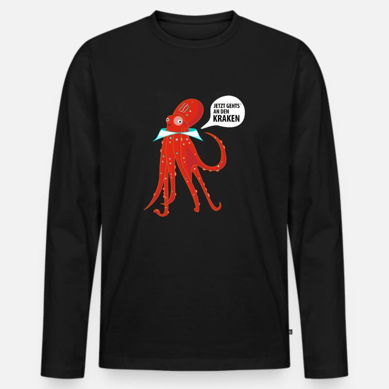 Lustige Krake Sprüche - Männer Premium Bio Langarmshirt - Schwarz