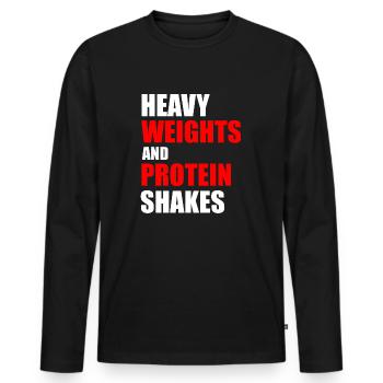 Poids lourds et shakes protéinés - T-shirt manches longues Premium bio Homme - noir - Devant - Nico (187cm)